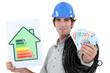 electrician showing banknotes