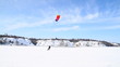 Winter Snowkiting on the ice lake