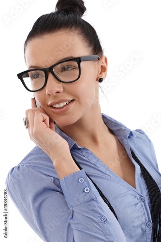 Photo: Happy businesswoman on mobile phone Happy businesswoman on mobile phone