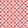 Vector: Red gingham fabric cloth with flowers, seamless pattern included Red gingham fabric cloth with flowers, seamless pattern included