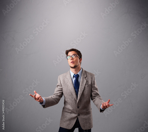Photo: funny man juggling with copy space funny man juggling with copy space