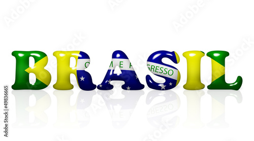 Illustration: Brasil in Brazil flag colors Brasil in Brazil flag colors