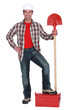 Builder with a shovel