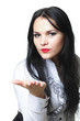 beautiful young woman blowing a kiss