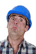 A fearful construction worker