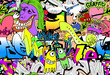Graffiti wall art background. Hip-hop style seamless texture pat