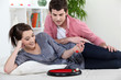 Couple playing dice