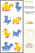 Match to shadow visial puzzle - cute little ducklings
