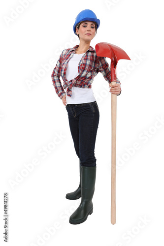 Photo: Proud construction worker with a shovel Proud construction worker with a shovel