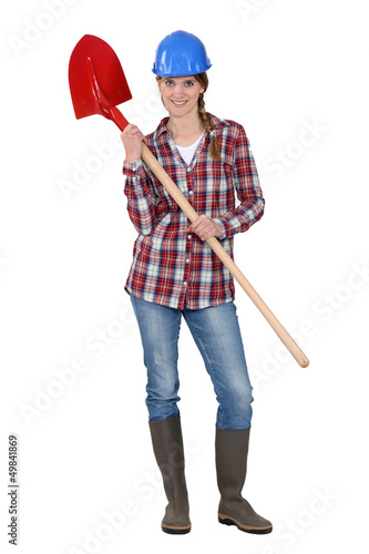 Photo: Woman with shovel Woman with shovel