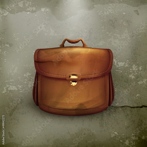 Vector: Vector brown briefcase, old-style Vector brown briefcase, old-style