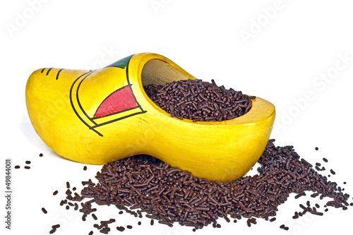 Photo: Tradional dutch clog with chocolate sprinkles Tradional dutch clog with chocolate sprinkles