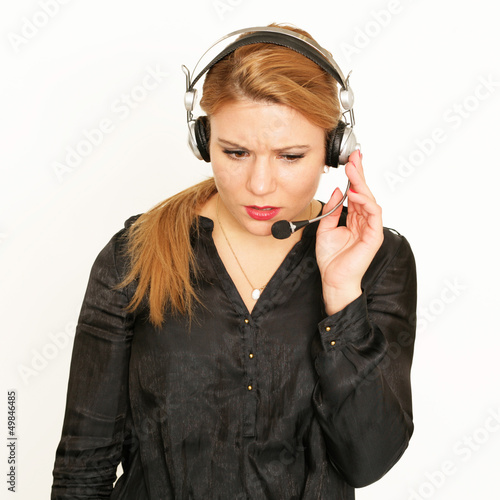 Photo: junge Frau mit Headset junge Frau mit Headset