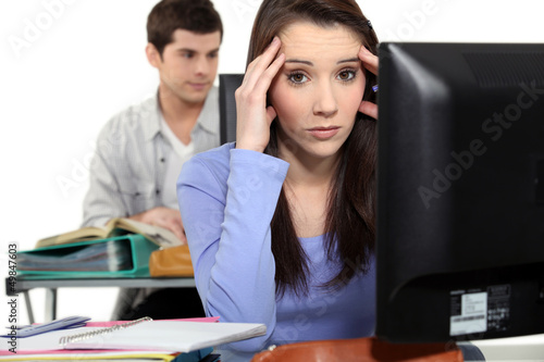 Photo: Stressed female student Stressed female student