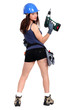 sexy craftswoman holding a drill
