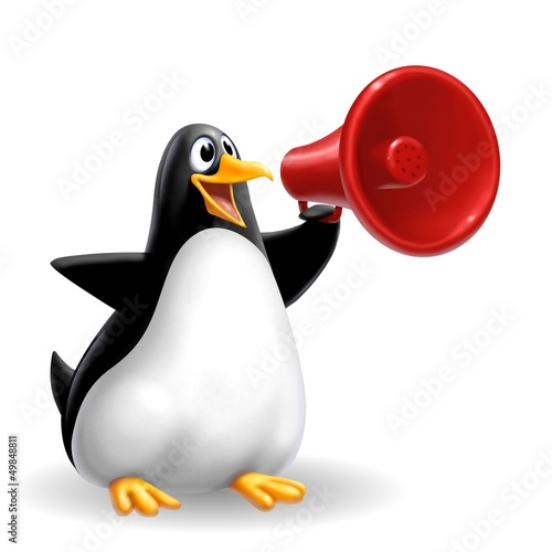 Illustration: pinguino megafono pinguino megafono