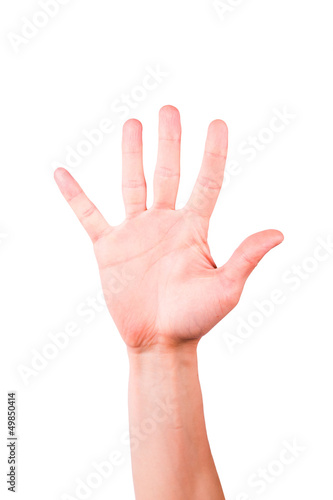 Photo: Male hand showing number five, palm Male hand showing number five, palm