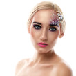 Closeup portrait of beautiful woman with artistic makeup