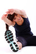 Happy caucasian woman exercising