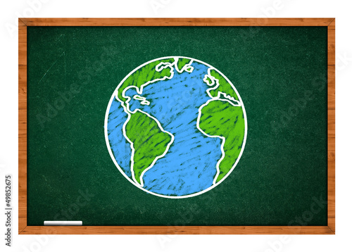 Illustration: Earth on green school chalkboard Earth on green school chalkboard