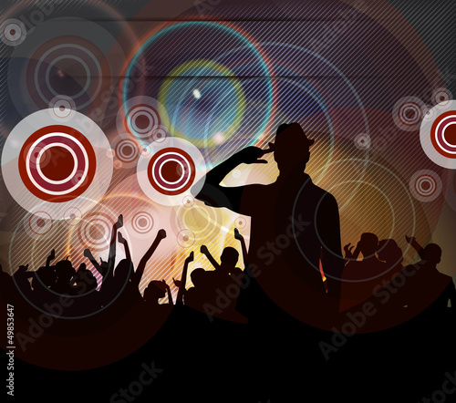 Illustration: Crowd cheering at the music concert Crowd cheering at the music concert