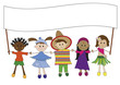 children with banner