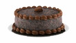 round chocolate cake loop rotate on white background
