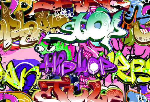 Graffiti wall. Urban art vector background. Seamless pattern