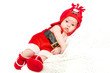 Little boy in Santa Claus hat