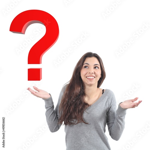 Photo: Woman with a doubt watching a 3d query Woman with a doubt watching a 3d query