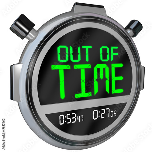 Illustration: Out of Time Words on Stopwatch Ending Completed Finish Out of Time Words on Stopwatch Ending Completed Finish