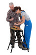 Man and woman doing carpentry work