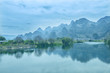 Sunset landscpae of yangshuo in guilin,china
