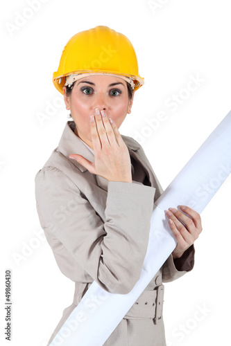 Photo: Female architect with shocked expression on face Female architect with shocked expression on face