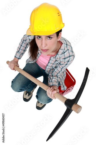 Photo: Woman with a pickaxe Woman with a pickaxe