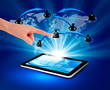 Modern communication technology illustration with tablet.