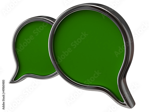 Illustration: Green chat icon isolated on white background Green chat icon isolated on white background