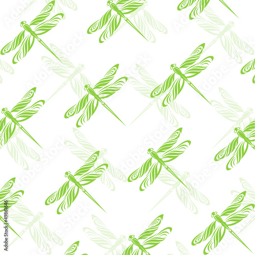  Seamless wallpaper dragonfly. Vector illustration