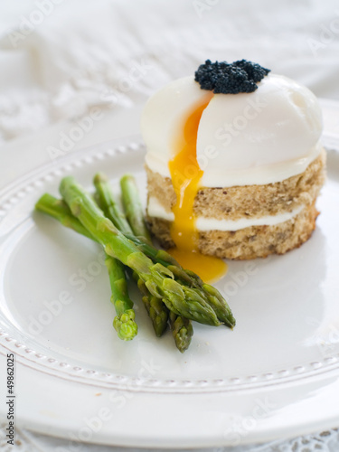 Photo: Bread with poached egg with asparagus Bread with poached egg with asparagus