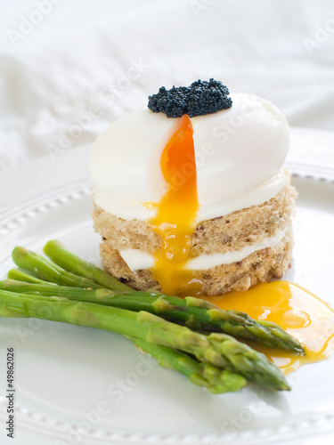 Photo: Bread with poached egg with asparagus Bread with poached egg with asparagus