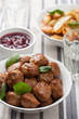 meatballs with potatoes and lingon jam
