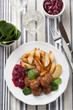 swedish meatballs with potatoes and lingon jam