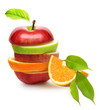 Apples and orange fruit isolated
