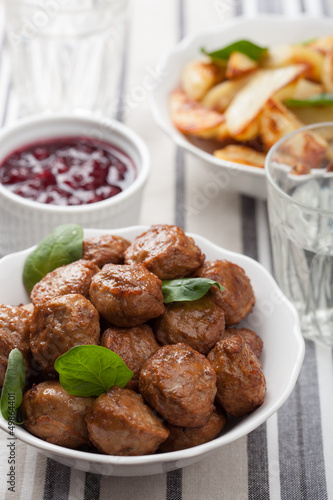 Photo: meatballs with potatoes and lingon jam meatballs with potatoes and lingon jam