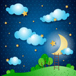 Fantasy landscape at night
