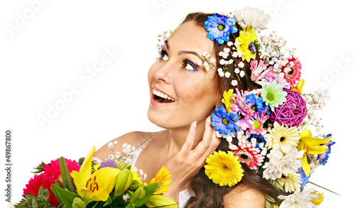 Photo: Happy woman with flower. Happy woman with flower.