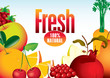 banner for juices and fresh fruit