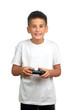 child boy holding joystick
