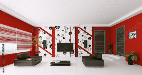 Illustration: Wohnzimmer Interior Panorama 3d Wohnzimmer Interior Panorama 3d