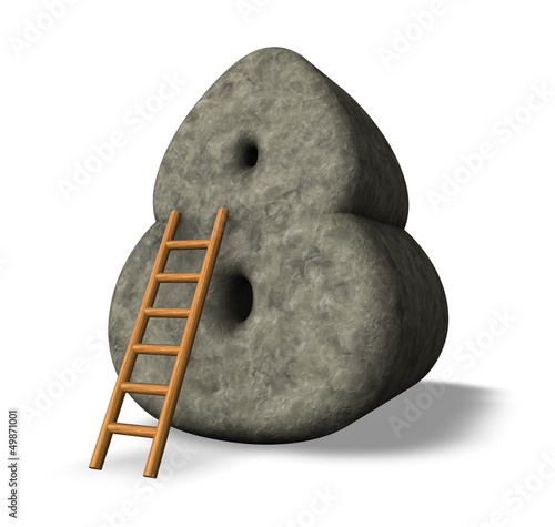 Illustration: nummer acht aus stein und leiter - 3d illustration nummer acht aus stein und leiter - 3d illustration